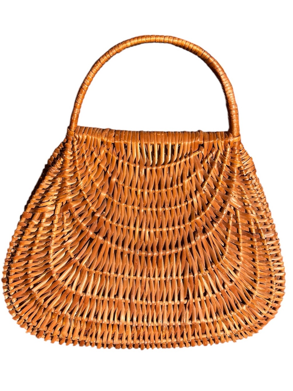 Nantucket Chic Handwoven Rattan Basket Bag